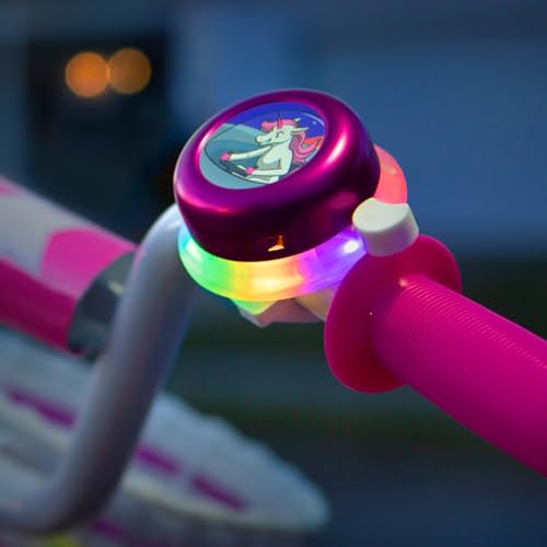 Sonnette de vélo à LED enfant rose avec avertisseur sonore et éclairage guidon