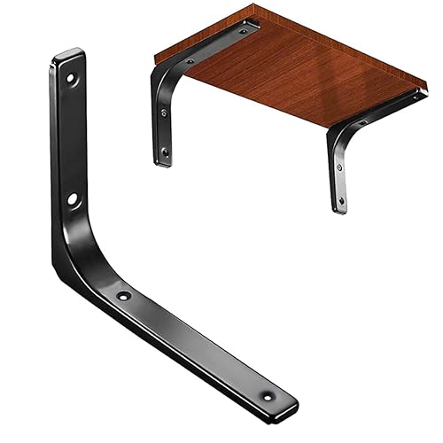 Metal Shelf Brackets,6 PCS Heavy Duty L Angle Brackets 8 x 6 Inch ,Wall Mounted Industrial Metal L Brackets for Shelves,Hardware Decorative Wall Hanging Supports for Floating Storage Shelf,Black by Generic - Used condition - Image 7