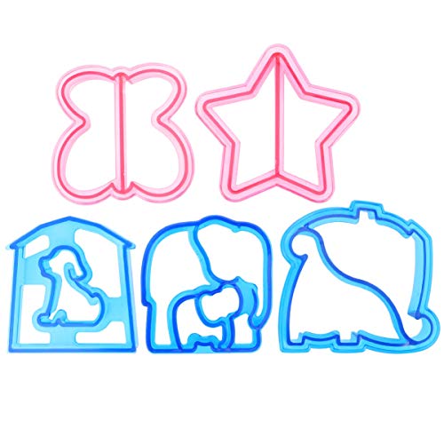 Conjunto de 5 peças de cortadores de sanduíche infantil Hemoton para cortadores de massa de pão, mol