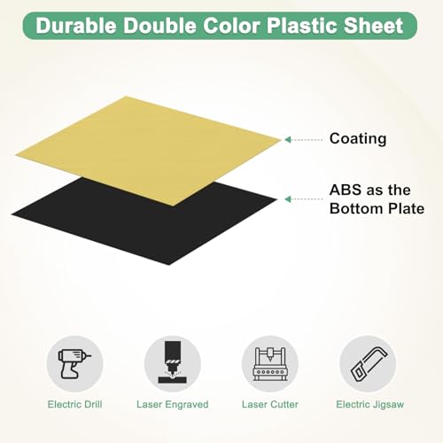 Image of M METERXITY 6-Pack Engraving Blank Materials Double Color 10x2 Inch, 1.3mm Thick ABS Plastic Sheet Yard Signs Name Plate for Door /Office /Home /Conference /Hotel /DIY Carving[Gold /Black]
