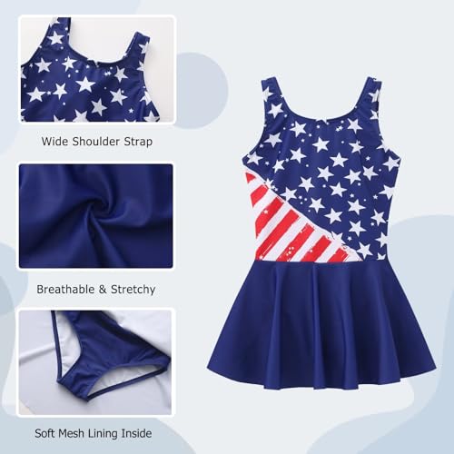 Image of Aisyee Girls One Piece Swimsuits Swim Dress for Girls Skirted Bathing Suit Hawaiian Skirt Swimwear 3-16 Years