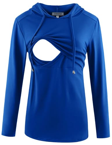 Image of GINKANA Women's Nursing Hoodie Sweatshirt Long Sleeves Breastfeeding Maternity Tops Casual Clothes
