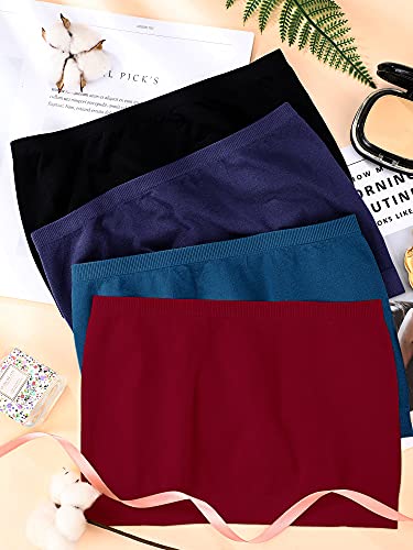 Geyoga 4 Pieces Strapless Bandeau Bra, Seamless Bralettes Stretchy Non Padded Bandeau Tube Top Bra For Women(Retro Colors,Xx-Large) #TOP6