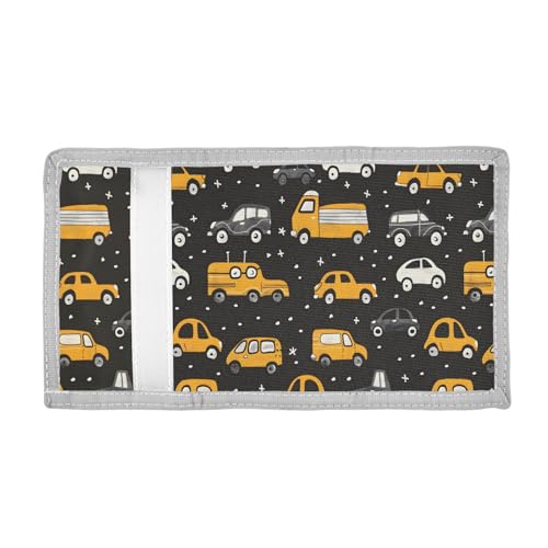 ALAZA Kids Wallets for Boys Girls Toddler Trifold Wallet Children Small Cute Cars Black with Zipper Coin Pocket2