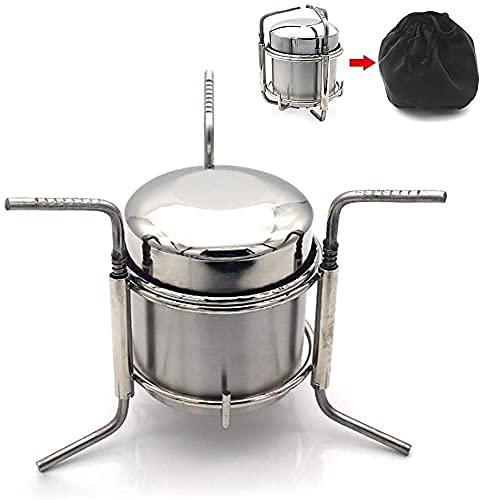 Spirituskocher Mit Topf Aus Edelstahl, 16 Cm – Einstellbare Flamme, Für Camping, Wandern & Outdoor