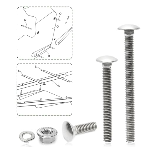Wheelbarrow Handles Replacement Kit 5/16-18 Carriage Bolts 304 Stainless Steel Nut and Bolt Set 40pcs Assortment Kit for Wheelbarrow Rebuild, Furniture Repair, and Wood Joining
