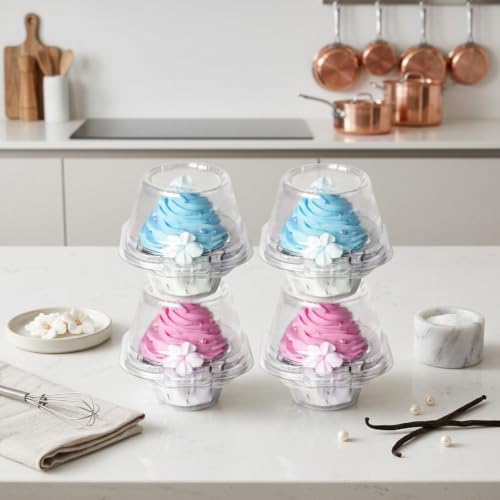 Hedume 120 Pack Individual Cupcake Container, BPA-Free Clear Plastic Single Deep Dome Stackable Individual Cupcake Box for Wedding, Party by Hedume - Image 2