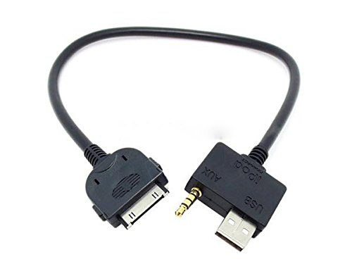 System-S bil USB och 3,5 mm kontakt för iPhone iPod 30-pin anslutningskabel för Hyundai Kia Mdi 25 cm