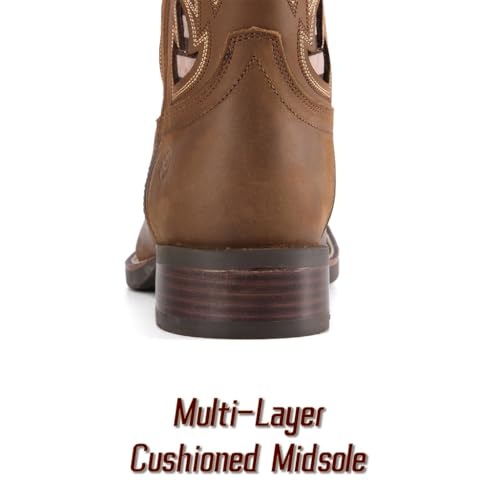 Image of SUREWAY Men's Cowboy Boots, Square Toe Pull On Soft Toe Western Boot | 10 Inch Classic men's wellington work boots,slip resistant outsole,durable,pull-on design for daily and western casual wear