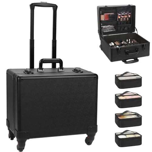 Relavel Professional Rolling Makeup Case Cosmetology Case on Wheels