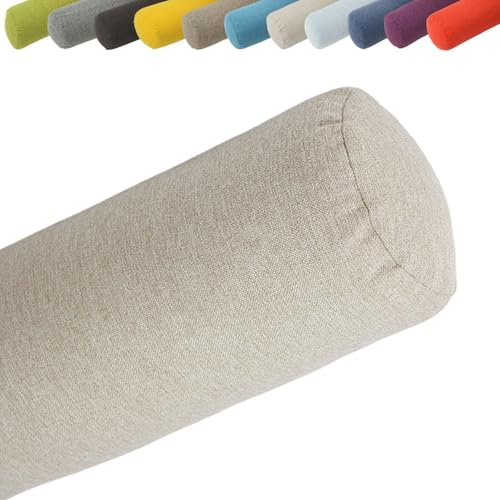 VEAI Cojin Cervical Viaje/Sofa/Coche/Cama，Almohada Cilíndrico, Cojín Lumbar y CojíN de Rodillas, Cojin Rulo Reposacabezas, Cojin Cilindrico, CojíN de Cuello(Beige,D20cmxL78cm)