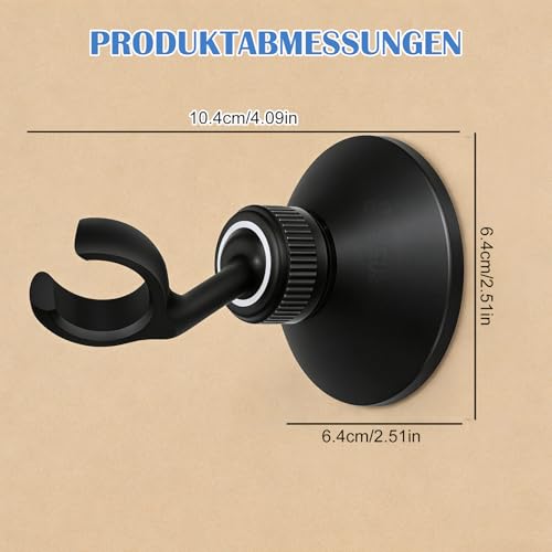 MaciRept Bohrungs - Bedarfender Duschkopfhalter - Sicheres und Rutschfestes Duschhalterung, 360 - Grad Kugelverbindung Verstellbar (schwarz)