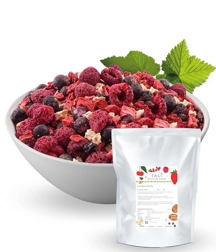 TALI Bunter Beeren Mix 300 g - Gefriergetrocknete Ananas, Erdbeeren, Himbeeren, Schwarze Johannisbeeren
