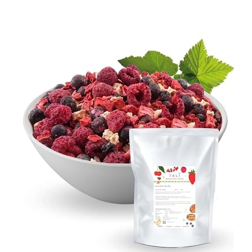 TALI Bunter Beeren Mix 300 g - Gefriergetrocknete Ananas, Erdbeeren, Himbeeren, Schwarze Johannisbeeren
