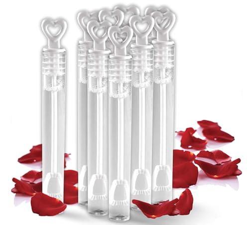 Mini Heart Bubble Wedding Wands - 40 Pack White Anniversary & Party Favors