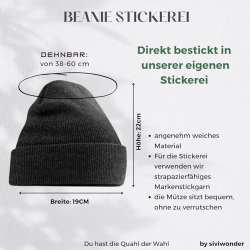 siviwonder Beanie strickmütze mit Hunderasse Stickerei - Chihuahua Chiwawa Chi mexikanische Hunderasse klein LANGHAAR - Stickerei Hund Winter Mütze warm für gassi Spaziergang Grey Melange-neonpink