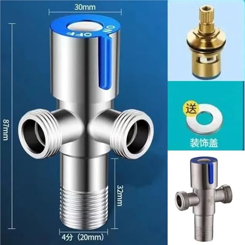 Vanne d'angle en acier inoxydable durable avec filetage G1/2 bleu - 5