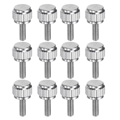 QUARKZMAN 12 viti per pollice zigrinate, M2,5 x 7 mm, in acciaio inox, viti di sicurezza con testa piatta rotonda per accessori per strumenti di misurazione scorrevoli, colore argento