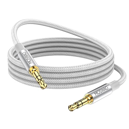MOSWAG 5M Jack audio 3,5 mm vers câble auxiliaire 3,5 mm Câble jack stéréo en nylon mâle vers mâle pour téléphones, écouteurs, haut-parleurs,...