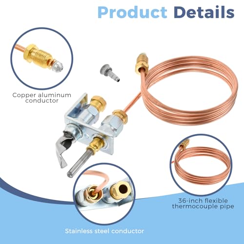ETERMETA Q314A4586 Pilot Burner with Thermocouple Assembly for Gas Furnaces, Boilers and Water Heaters, Propane and Natural Gas Pilot Burner Compatible with Honey-Well - Thumbnail 4