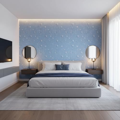 Image of Blue Water dot Wallpaper for Walls | Peel and Stick Self Adhesive Wall Sticker | Waterproof PVC Vinyl Decorative Wall Decor for Home, Living Room, Bedroom & Office (45x300 cm)