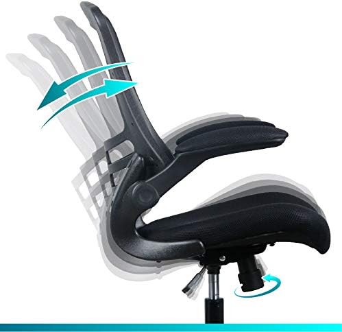 Office Hippo Mesh Operator Office Chair, Height & Tilt Adjustable Ergonomic Chair with Tension Control, Flip Up Arms, Computer Chair for Daily Use, Up to 115kg Weight, 5 Year Component Wty - Black