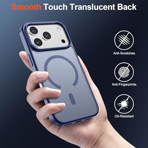 Image of SUPFINE Magnetic for iPhone 17 Pro Case (Compatible with MagSafe)(Military Grade Drop Protection) Translucent Matte Shockproof with Anti-Fingerprint Phone Cover 2025,Lavender Gray