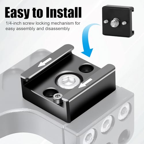 2er-Set Cold Shoe Adapter, Universeller Blitzschuh Adapter für Kamera und Zubehör, Cold Shoe Mount für Mikrofone, LED-Lichter, Camcorder, DSLR und Actionkameras