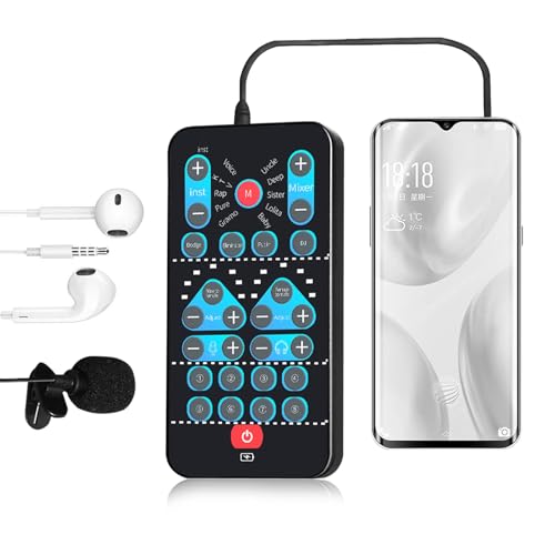 Handheld Voice Changer, Portable Multifunctional Sound Disguiser with 8 Sound Effects for Phone Tablet Black Plug and Play Adjustable Voice Functions