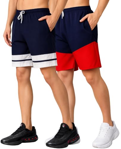 Image of London Hills Men's Sports Running Shorts Lightweight Quick Dry Gym Workout Training Shorts with Zipper Side Pockets Elastic Waist Adjustable Drawstring Athletic Activewear Running Jogging Fitness Yoga