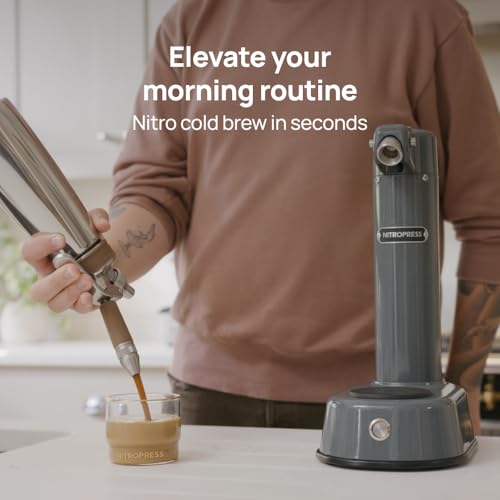 Image of NitroPress DS Electric Nitro Cold Brew Coffee & Cocktail Maker Machine, Air-Powered Nitro Coffee Maker & Nitrogen Infuser for Coffee Matcha Cocktails & Drinks Stainless Steel Home Bar Beverage System