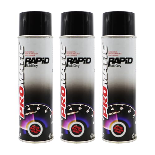 PROTOUCH 3x Promatic Rapid Build Grey Spray Aerosol Primer Filler, 500ml, Flexible Coating, Corrosion Protection