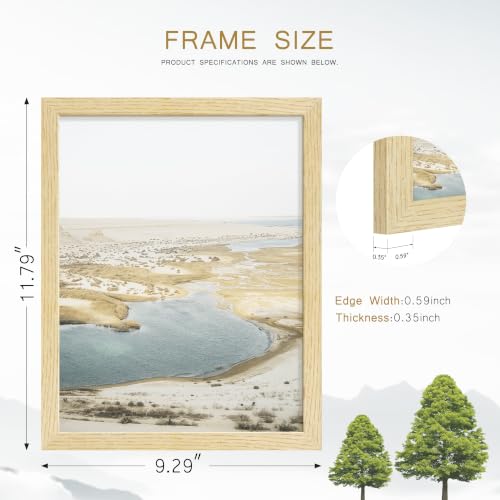 Image of 8.5x11 Picture Frame Set of 4, Natural Solid Wood Frames