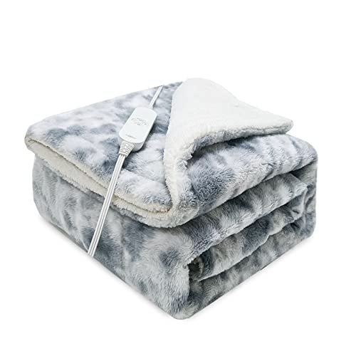 GOQO TOMO Heated Weighted Blanket with Premium Glass Beads 60 x 80 Electric Heating Blanket 2 in1 Blanket with 12 Heating Levels for Adults Home Use Gradient Gray-H6080