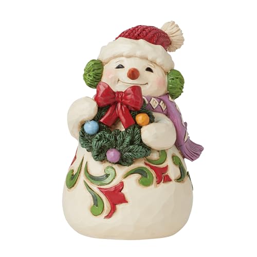 Enesco Jim Shore Heartwood Creek Snowman Wearing Earmuffs Miniature Figurine-