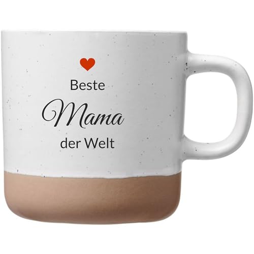 Laser Tattoo Beste Mama der Welt Keramik Kaffeetasse Weiß 360ml mit Herz-Design Druck Spülmaschinenfest (MAMA)