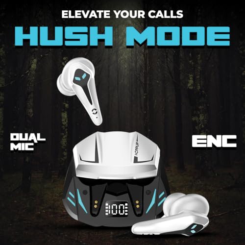 Image of HOPPUP Predator Xo3 Gaming Earbuds with 35MS Low Latency, 13MM Drivers & 50H Playtime Bluetooth (White, True Wireless)