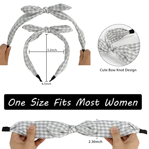 Tobatoba 6Pcs Plaid Headbands With Bow, Cute Bow Headbands For Women, Knotted Headband Wide Headband, Christmas Headband Hair Accessories For Women Girls, Bunny Ears Headbands Red Headbands Headwraps #TOP5