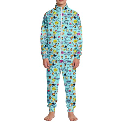 Image of Kids Two-Piece Classic Zippered Sports Jacket Set Sweatpants Jogging Teenager Sportswear Set