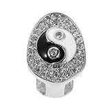 WOFASHPURET Silver Tai Chi Single Tooth Grill Bling Tooth Jewelry for Men Hip Hop Rapper Costume Accessory Crystal Dental Grill for Fashion Party