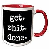 3dRose mug_213309_5 'Get Shit Done White Lettering On A Black Background' Two Tone Mug, 11 oz, Black/White/Red