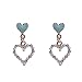 Produktbild Qinlee Damen Ohrringe Herz Form Anhänger Ohrringe Strass Inlage Ohrstecker Modeschmuck Elegante Geschenke Zubehör Ear Accessoires Mode Ohrringe (Blau)