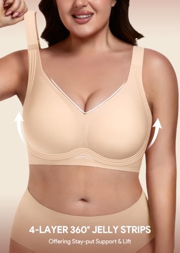 Image of HBselect Jelly Bras for Women No Underwire Plus Size Wireless Seamless Bras