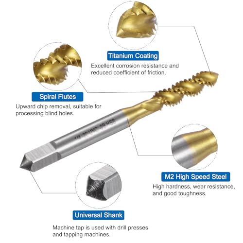 QUARKZMAN Metrisch Gewindeschneider 1/4-20 UNC Gewindebohrer HSS(6542) Hochwertiger Titanbeschichteter Maschinengewindebohrer - 1 Stück