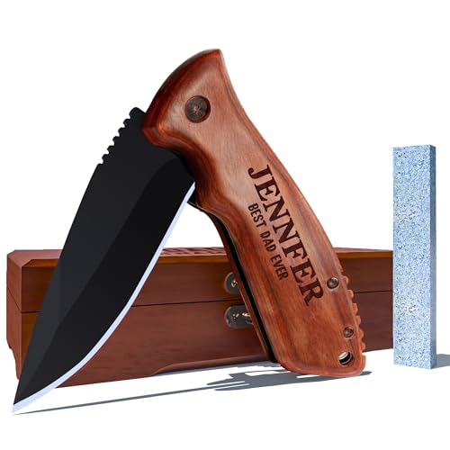 Bianspz Personalized Gifts for Men Custom Engraved Pocket Knife with Box