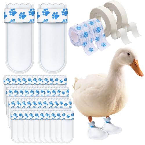 ZZBUY Disposable Boots for Real Duck Feet, Bumble Foot for Duck Supplies with Bandage, Large Size (Blue, 40 PCS)