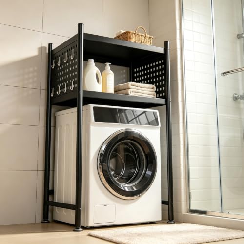 WanKaMom Multi-Scene Stainless Steel Laundry Storage Shelf Over Washer Dryer, Over Washer and Dryer Shelves Above Washing Machine, Dual Mount Corner Drainable Heavy Duty Organizer Shelf - Image 7