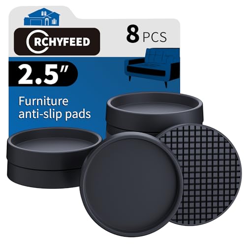 RCHYFEED Furniture Pads - Non Slip Pads, 8Pcs Non Skid for Furniture Legs, 2.5" Rubber Feet for Furniture Feet, Anti Slide Hardwood Floor Protector, Furniture Floor Protectors for Keep in Place