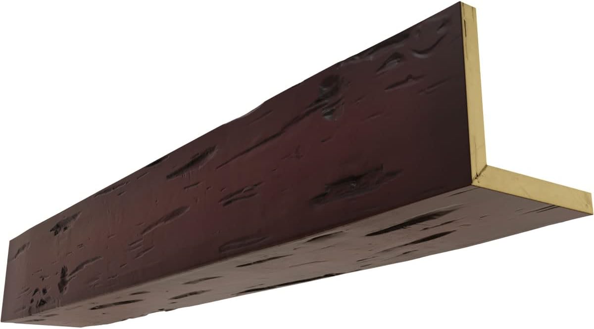 Ekena Millwork BMPC2C0120X120X264ZY 2-Sided Pecky Cypress Endurathane Faux Wood Ceiling Beam, 12-in. W x 12-in. H x 22-ft. L, Cherry