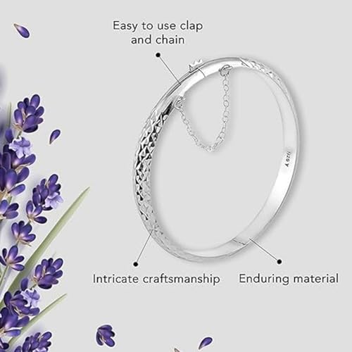 SHOP LC DELIVERING JOY 925 Sterling Silver Diamond Cut Cuff Bracelet, 7 inches, Modern, for Women, Mothers Day Gifts Birthday4